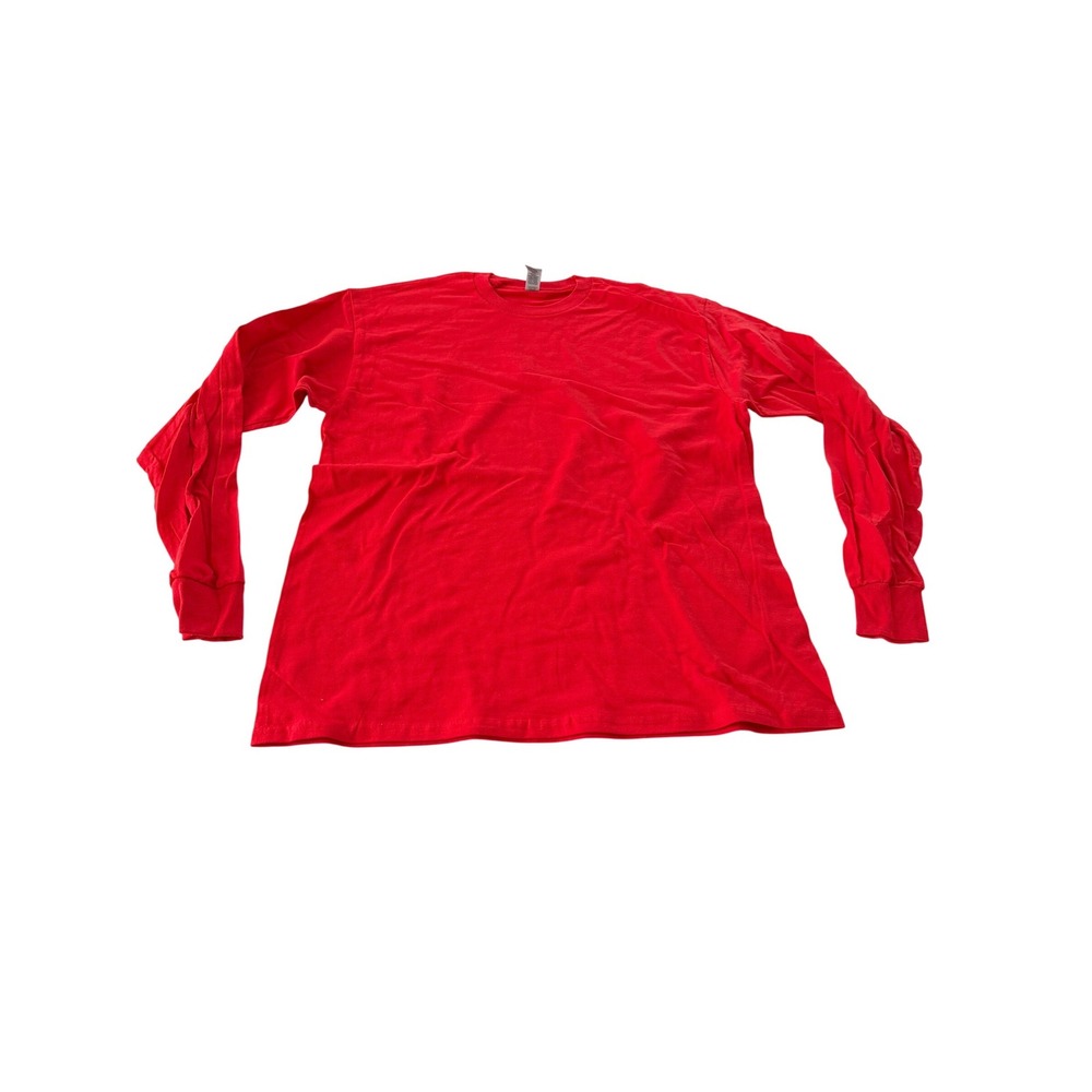 Gildan Ultra Cotton Long Sleeve T-Shirt Mens Large Red Crew Neck 100% Cotton
